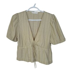 OAK + FORT Beige Puff Sleeve Blouse
